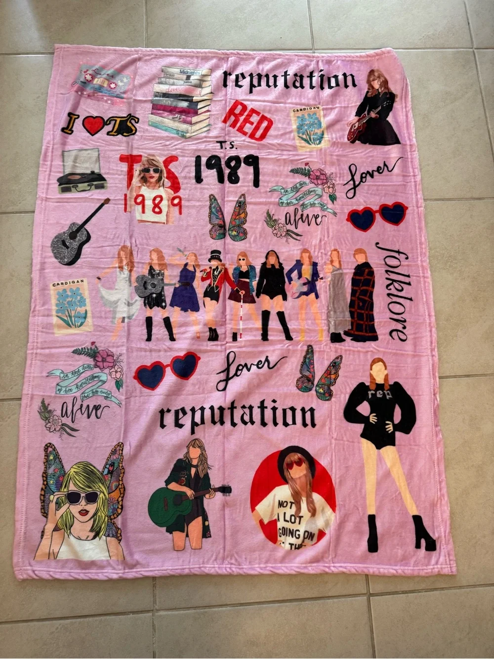 Taylor Swift Lavender Graphic Throw Blanket - Purple, Red, Black